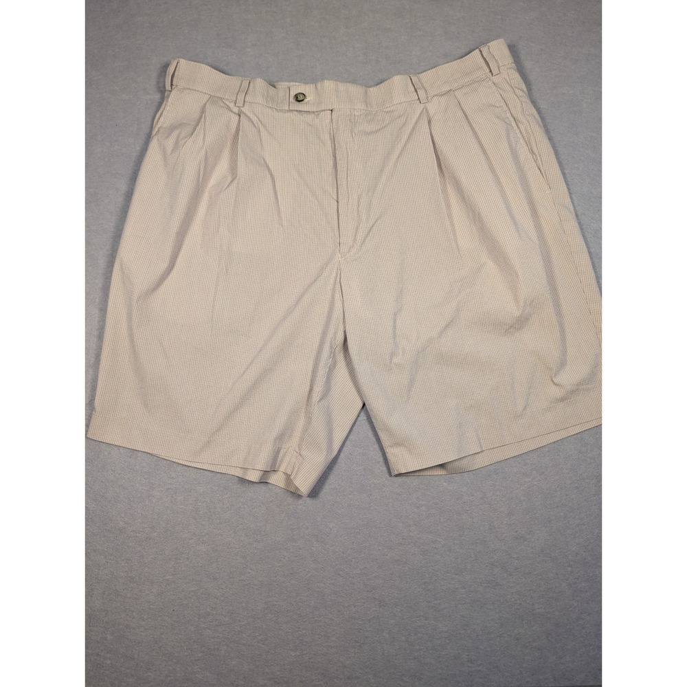 Ballin Relax Shorts Mens 40 Tan Micro Check Pleated Comfort-EZE Excellent